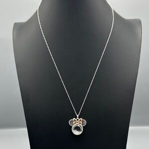 Disney Minnie Mouse Silver/Rose Bowtiful Pendant Necklace